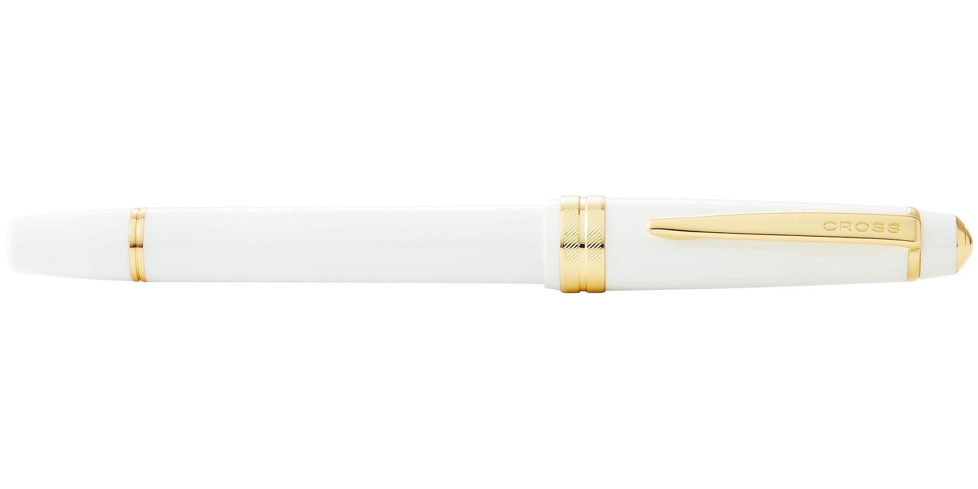 Bailey Light Polished White Resin and Gold Tone Rollerball Pen