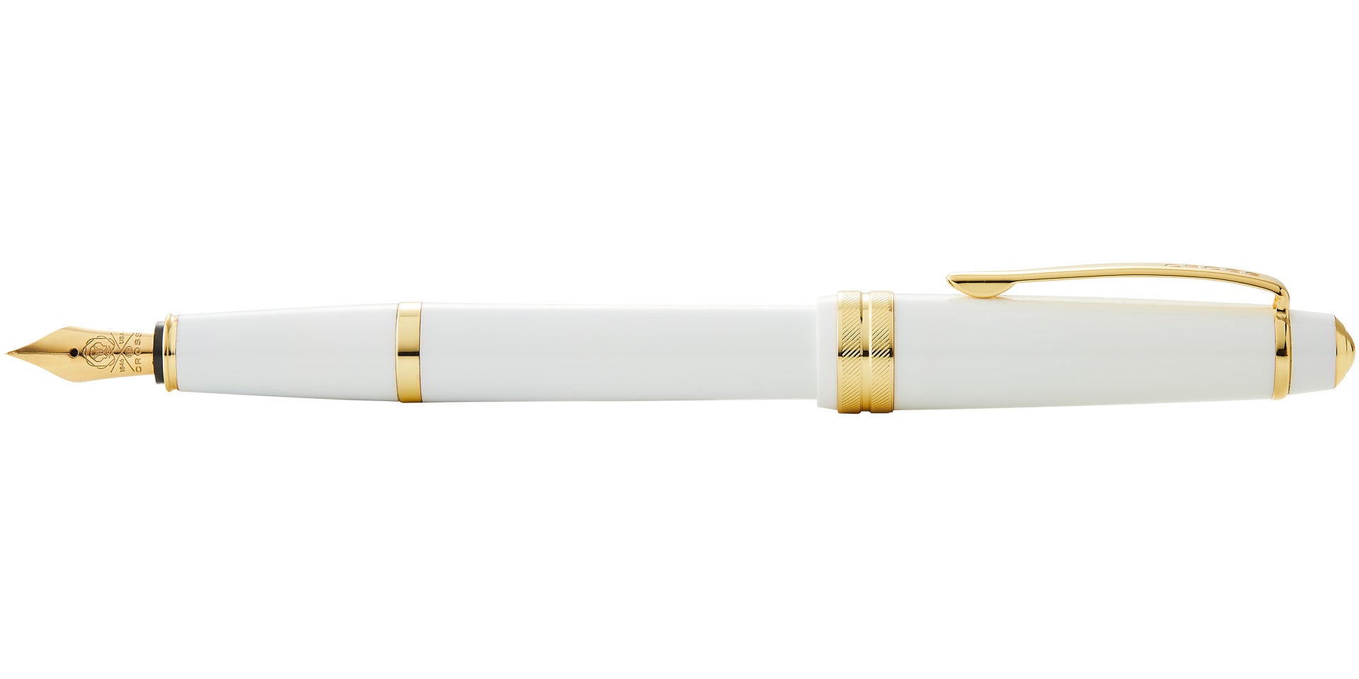 Bailey Light Polished White Resin and Gold Tone Fountain Pen