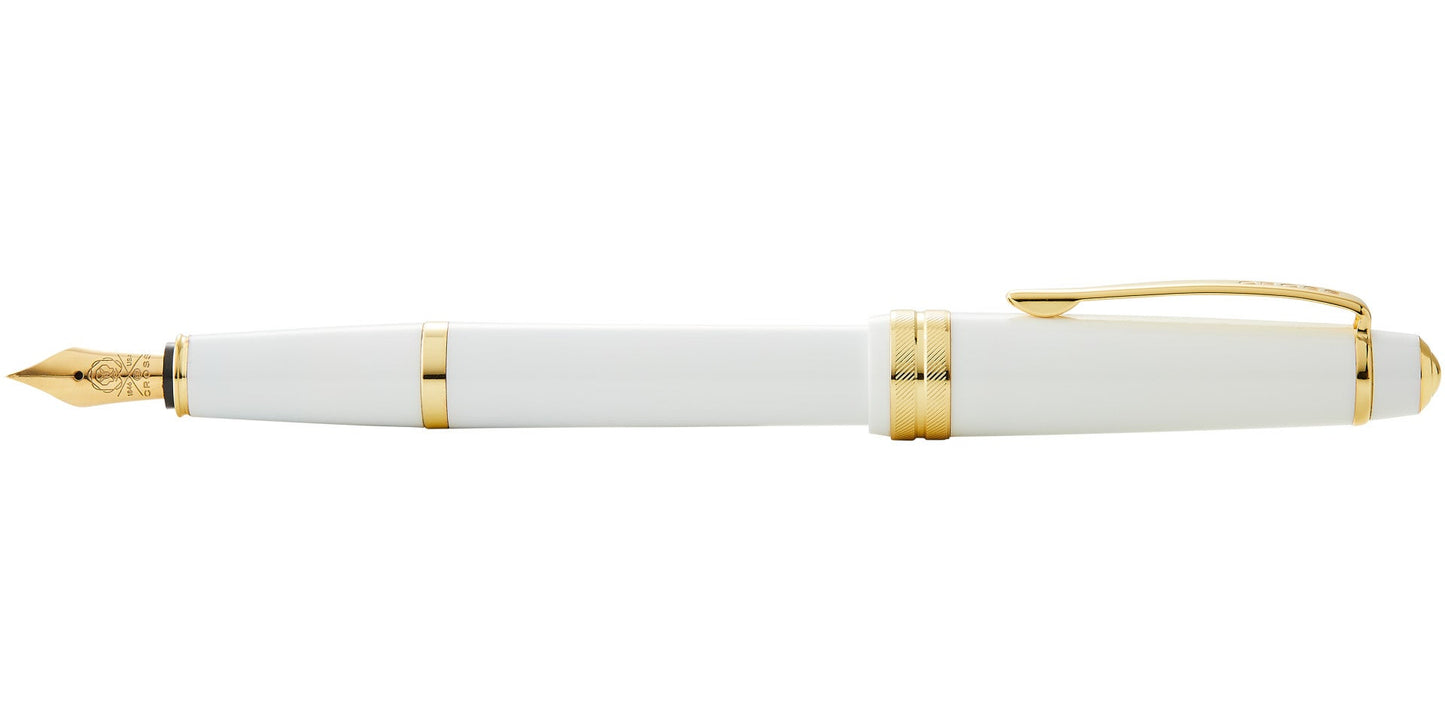 Bailey Light Polished White Resin and Gold Tone Fountain Pen